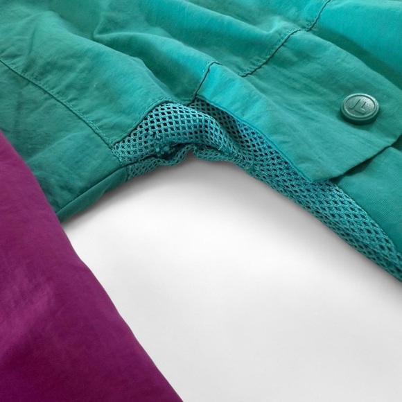 Men’s Vintage Fila Carter Windbreaker Teal Purple and Yellow Stripes Size M - Picture 7 of 7